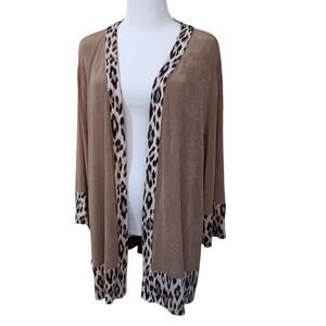 CHICO'S 3 Travelers Slinky Open Jacket Top XL Animal Print Cheetah Dressy Travel
